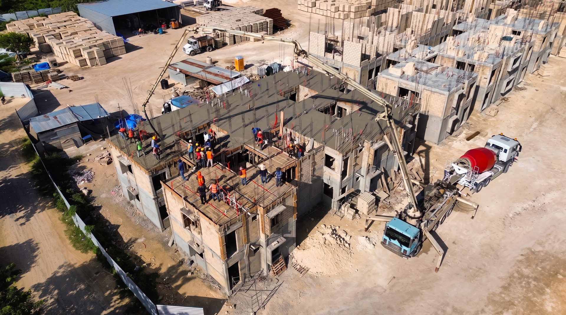Proyecto Multifamiliar Miguel Hidalgo — colado de losa con bomba pluma